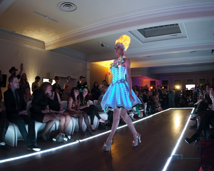 Angela Dale's Chameleon Cocktail dress was synched to the music and fully-programmable. Photo: Jeff McDonald.