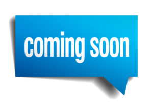 coming soon blue 3d realistic paper speech bubble